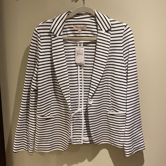 Philosophy Jackets & Blazers - Philosophy ivory/black striped blazer. Never worn.